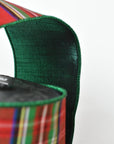 4" Red Green Tartain with Green Lame Back
