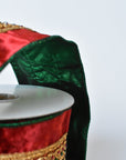 4" Red Green Jeweled Ribbon with Green Lame Back