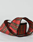 2.5" Red Burgh Plaid Faux Dupioni Ribbon