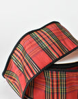 2.5" Red Burgh Plaid Faux Dupioni Ribbon
