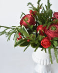 Red Ranunculus/Holly/Norfolk Pine Drop In X01