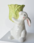 12"H Ceramic Bunny Holding Lettuce Vase