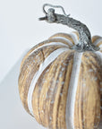 6.5"Hx7.5"W Faux Pumpkin Beige White - Wide
