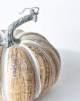 6.5"Hx7.5"W Faux Pumpkin Beige White - Wide