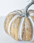 6.5"Hx7.5"W Faux Pumpkin Beige White - Wide