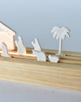 LED Lit Porcelain + Wood Nativity