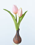 8" Faux Real Touch Soft Pink Tulips in Bulb w/pick