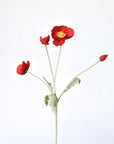 24" Faux Red Poppy Stem