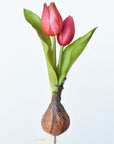 8" Faux Real Touch Fuchsia Tulips in Bulb w/pick