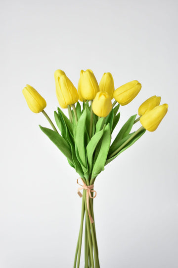 13.5" Faux Real Touch Yellow Tulip Bundle : 12 Stems