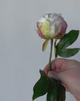 18" Faux Peony Bud Stem White