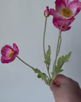 24" Faux Pink Poppy Stem