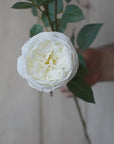 29" Faux Cabbage Rose Stem White