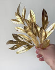 19" Faux Gold Bay leaf Stem