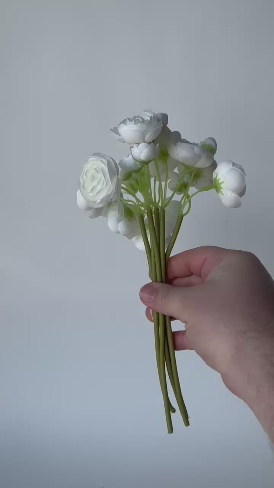 10.5" Faux White Ranunculus Stem Bundle
