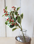 18" Variegated Faux Holly Stem