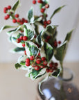 18" Variegated Faux Holly Stem