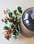 18" Variegated Faux Holly Stem