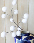 30" Faux Glitter White Pom-Pom Stem