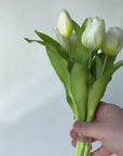 11.75" Faux Real Touch White Tulip Stem Bundle