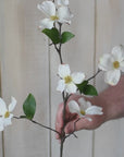 29" Faux Dogwood Branch Stem White