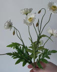 15" Faux Poppy Bush White Bush
