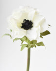 17" Faux Anemone White Stem