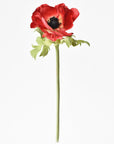 17" Faux Red Anemone Stem