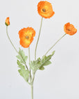 24" Faux Orange Poppy Stem