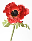 17" Faux Red Anemone Stem