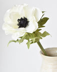 17" Faux Anemone White Stem