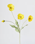 24" Faux Yellow Poppy Stem