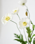 15" Faux Poppy Bush White Bush