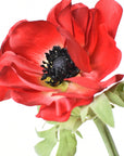 17" Faux Red Anemone Stem