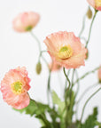 15" Faux Poppy Bush Coral Orange Salmon Bush