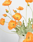 24" Faux Orange Poppy Stem