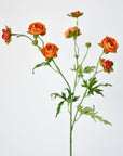 22" Faux Mini Orange Ranunculus Stem