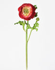 13" Faux Red Ranunculus Stem