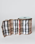 4" x 10yd Tan Plaid Ribbon