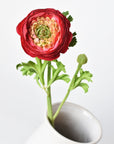 13" Faux Red Ranunculus Stem