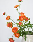 22" Faux Mini Orange Ranunculus Stem