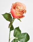 22" Faux Large Rose Bud Stem Light Coral
