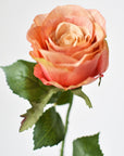 22" Faux Large Rose Bud Stem Light Coral