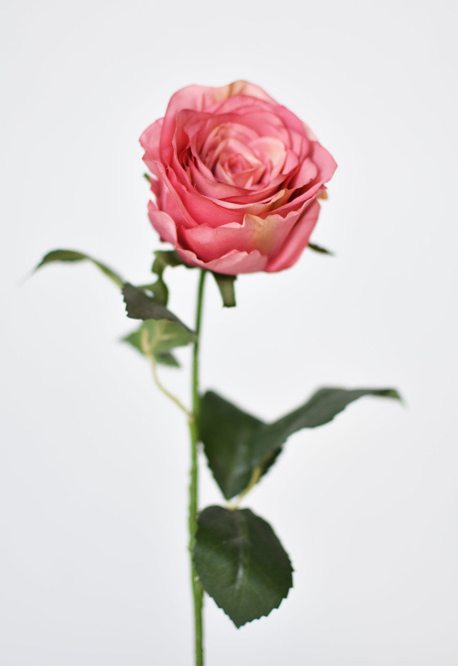 22" Faux Large Rose Bud Stem Cerise / Pink