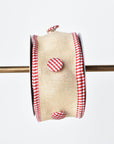 2.5" X 5yd Red + White Button Ribbon