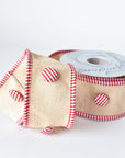 2.5" X 5yd Red + White Button Ribbon