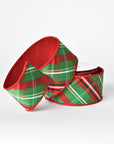 2.5" x 10yd Red + Green Plaid Dupioni Ribbon