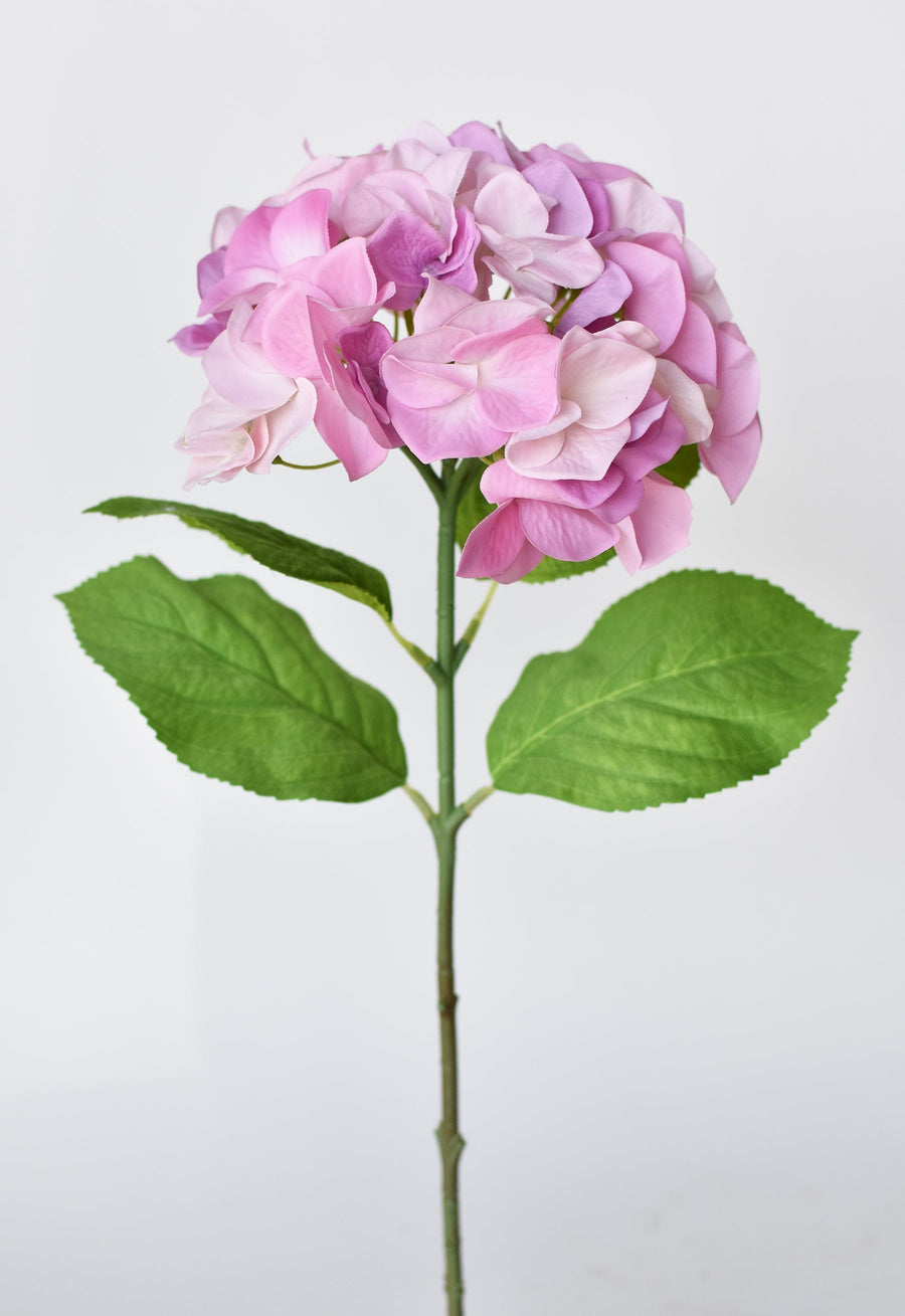19" Faux Real Touch Pink Hydrangea Stem
