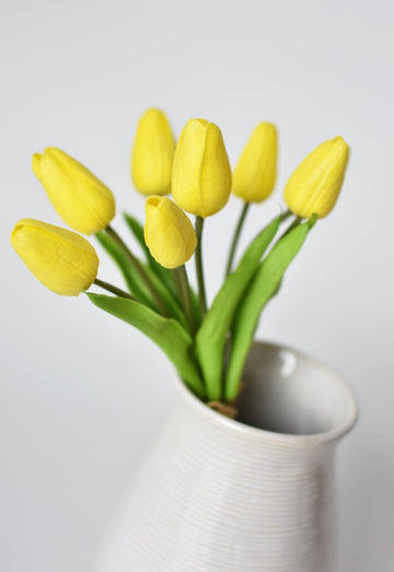 10" Faux Real Touch Yellow Tulip Stem Bundle