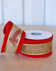 2.5" x 10yd Red/Gold Mesh Ribbon